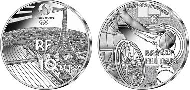 Commémorative 10 euros Argent Sport Basket Fauteuil France 2023 BE - Monnaie de Paris
