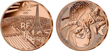 Paris JO 2024 1/4 euro Cuivre France 2023 UNC - Sport Breaking