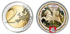 2 euros Lituanie 2021 UNC en couleur type B - Chevalier armé Lituanien