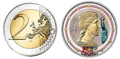 2 euros Lettonie 2014 UNC en couleur type A - Jeune Femme Letton
