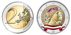 2 euros Lettonie 2014 UNC en couleur type B - Jeune Femme Letton