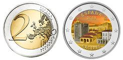 Commémorative 2 euros Espagne 2023 UNC en couleur type B - Vieille ville de Caceres