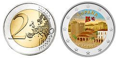 Commémorative 2 euros Espagne 2023 UNC en couleur type D - Vieille ville de Caceres