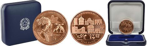 Commémorative 5 euros Italie 2023 Brillant Universel - Capitales Bergame et Brescia