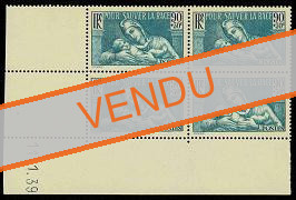 Lutte contre la syphilis - 90c + 30c bleu-vert bloc de 4 timbres en coin de feuille datée 1939