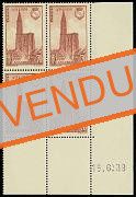 Cathédrale de Strasbourg - 70c brun-rouge bloc de 4 timbres en coin de feuille datée 1939