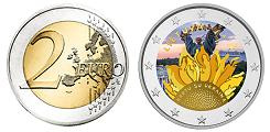 Commémorative 2 euros Lituanie 2023 UNC en couleur type A - Ensemble avec l'Ukraine