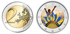 Commémorative 2 euros Lituanie 2023 UNC en couleur type B - Ensemble avec l'Ukraine