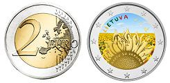 Commémorative 2 euros Lituanie 2023 UNC en couleur type C - Ensemble avec l'Ukraine