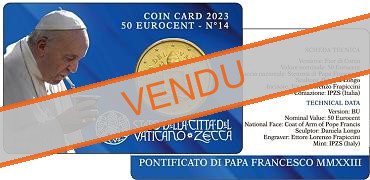 Coincard n°14 pièce 50 cents Vatican 2023 CC - Armoiries du pape François