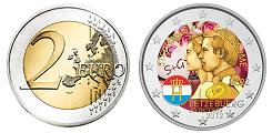 Commémorative 2 euros Luxembourg 2022 UNC couleur type C - Mariage du Grand-Ducal
