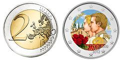 Commémorative 2 euros Luxembourg 2022 UNC couleur type D - Mariage du Grand-Ducal