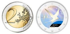 Commémorative 2 euros Estonie 2023 UNC en couleur type A - Hirondelle Rustique