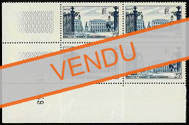Nancy place Stanislas - 25f bleu bloc de 4 timbres en coin de feuille datée 1949