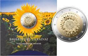 Commémorative 2 euros Lettonie 2023 BU Coincard - Un tournesol pour l'Ukraine