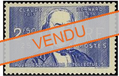 Variété Claude Bernard - 2.50f+25c bleu avec Papier Carton