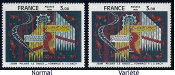 Variété Hommage à J.S. Bach de Jean Picart Le Doux - 3.00f multicolore avec Partition Blanche