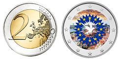 Commémorative 2 euros Lettonie 2023 UNC en couleur type D - Un tournesol pour l'Ukraine