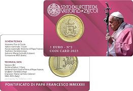 Coincard n°2 pièce 1 Euro Vatican 2023 CC - Armoiries du pape François