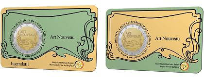 Duo Commémorative 2 euros Belgique 2023 Coincards Versions Française et Flamande - Art Nouveau