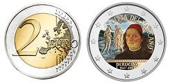 Commémorative 2 euros Vatican 2023 UNC en couleur type B - Mort du Pérugin