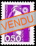 Variété Briat - 0.50f violet-rouge avec bande de phosphore à gauche