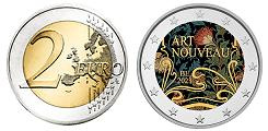 Commémorative 2 euros Belgique 2023 UNC en couleur type A - Art Nouveau