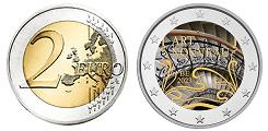 Commémorative 2 euros Belgique 2023 UNC en couleur type C - Art Nouveau