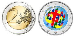 Commémorative 2 euros Portugal 2023 UNC en couleur type D - Journée Mondiale de la Jeunesse