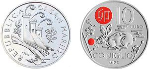 Commémorative 10 euros Saint-Marin 2023 UNC - Le Lapin