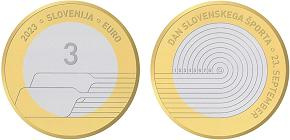 Commémorative 3 euros Slovénie 2023 UNC - Journée du sport Slovène
