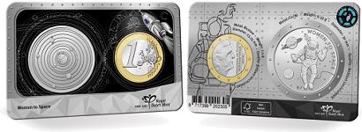 Coincard officiel 1 euro + Médaille Pays-Bas 2023 BU - Woman in space