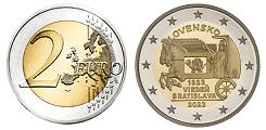 Commémorative 2 euros Slovaquie 2023 UNC - 200 ans de la poste à cheval