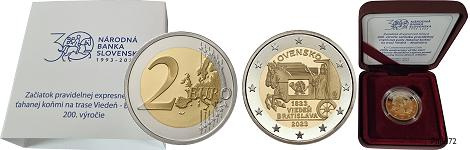 Commémorative 2 euros Slovaquie 2023 BE - 200 ans de la poste à cheval