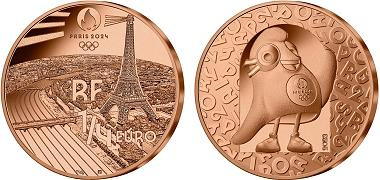 Paris JO 2024 1/4 euro Cuivre France 2023 UNC - La Mascotte