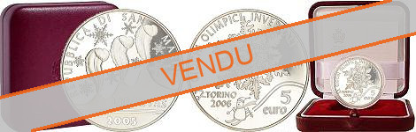 Commémorative 5 euros Argent Saint-Marin 2005 BE - JO d'hiver de Turin