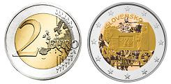 Commémorative 2 euros Slovaquie 2023 UNC en couleur type C - 200 ans de la poste à cheval