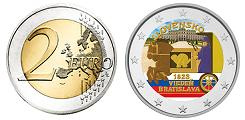 Commémorative 2 euros Slovaquie 2023 UNC en couleur type E - 200 ans de la poste à cheval