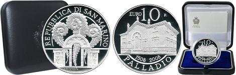 Commémorative 10 euros Argent Saint-Marin 2008 BE - Andrea Palladio