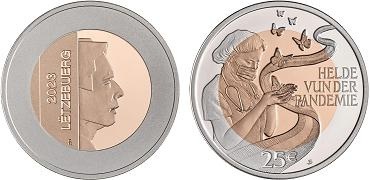 Commémorative 25 euros Argent et or nordique Luxembourg 2023 BE - Héros de la Pandémie