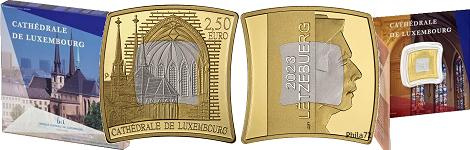 Commémorative 2,50 euros Argent et or nordique Luxembourg 2023 BE - Cathédrale de Luxembourg