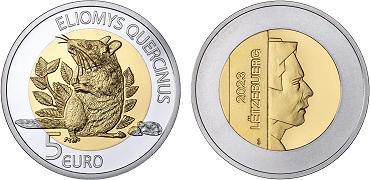 Commémorative 5 euros Argent et or nordique Luxembourg 2023 BE - Le Lérot