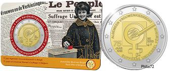 Commémorative 2 euros Belgique 2023 BU Coincard Flamande - Suffrage Universel des Femmes