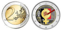 Commémorative 2 euros Belgique 2023 UNC en couleur type B - Suffrage Féminin