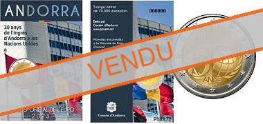 Commémorative 2 euros Andorre 2023 BU - 30 ans de l'entrée à l'ONU