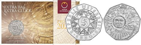 Commémorative 5 euros Argent Autriche 2024 BU - Heureuse année bissextile