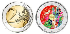 Commémorative 2 euros Portugal 2023 UNC en couleur type C - Pièce pour la Paix