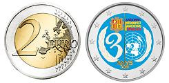 Commémorative 2 euros Andorre 2023 UNC en couleur type D - Entrée à l'ONU