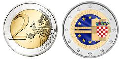 Commémorative 2 euros Croatie 2023 UNC en couleur type A - Adhésion à l'UE