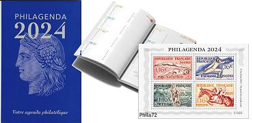 PHILAGENDA 2024 avec bloc spécial - Bloc 4 timbres sport